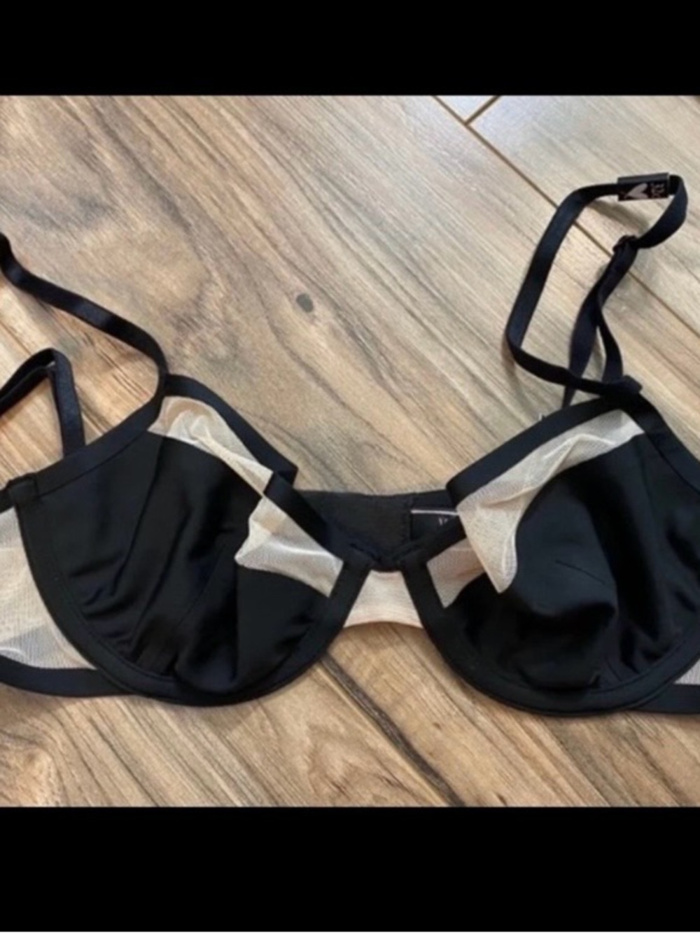 Victoria's Secret Black Bra with Ivory Mesh Accents